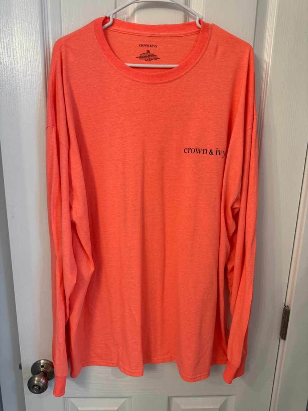crown & ivy Men’s Long-Sleeve Orange Crewneck Shirt Size XXL